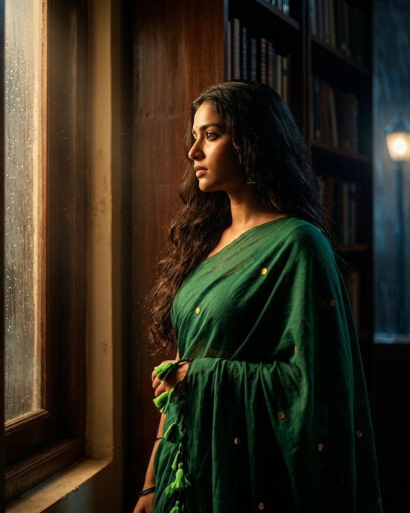 Ginni Khadi Cotton Saree (Bottle Green)