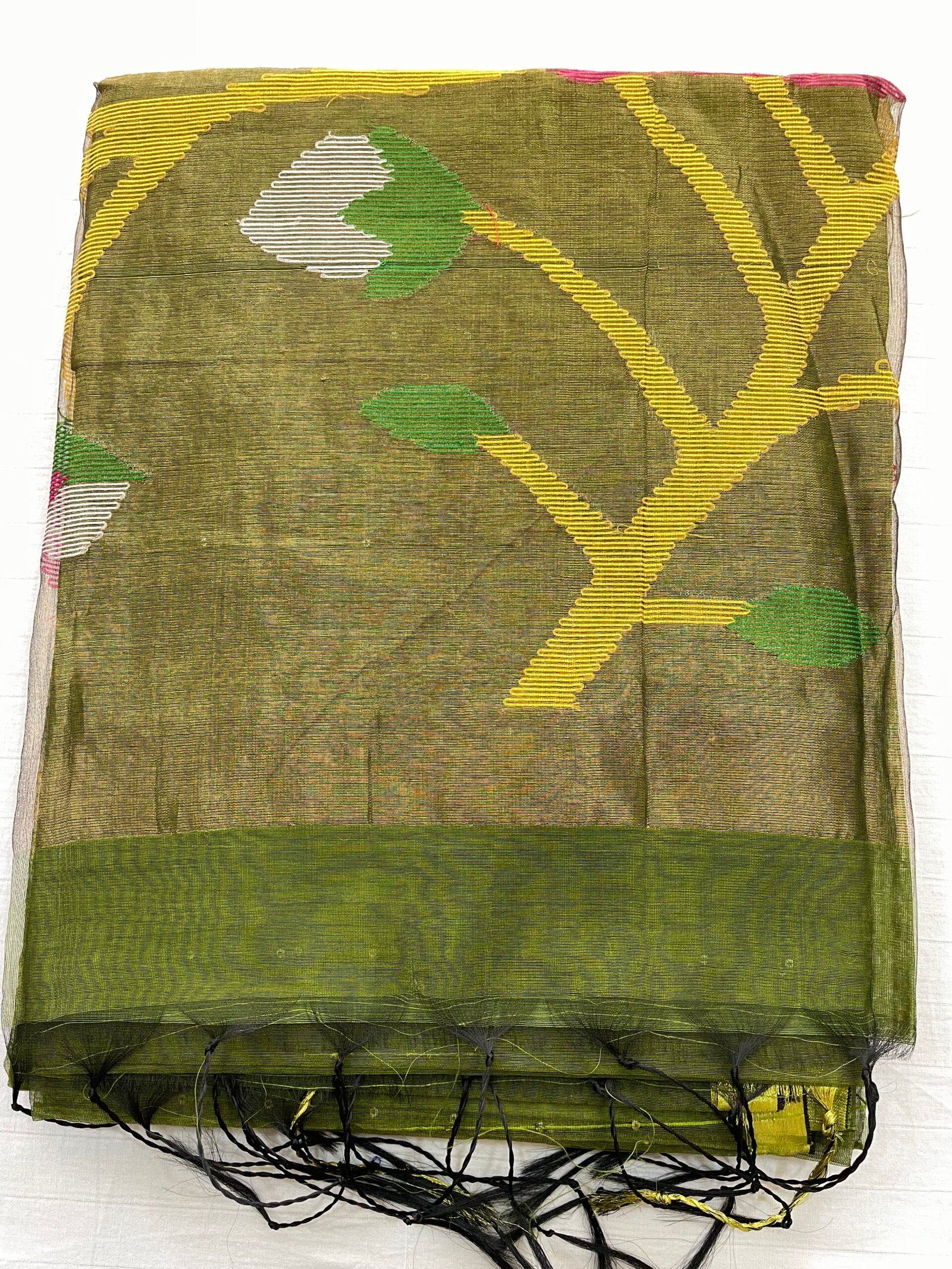 Resham (Mehendi) | Muslin Jamdani Silk Saree