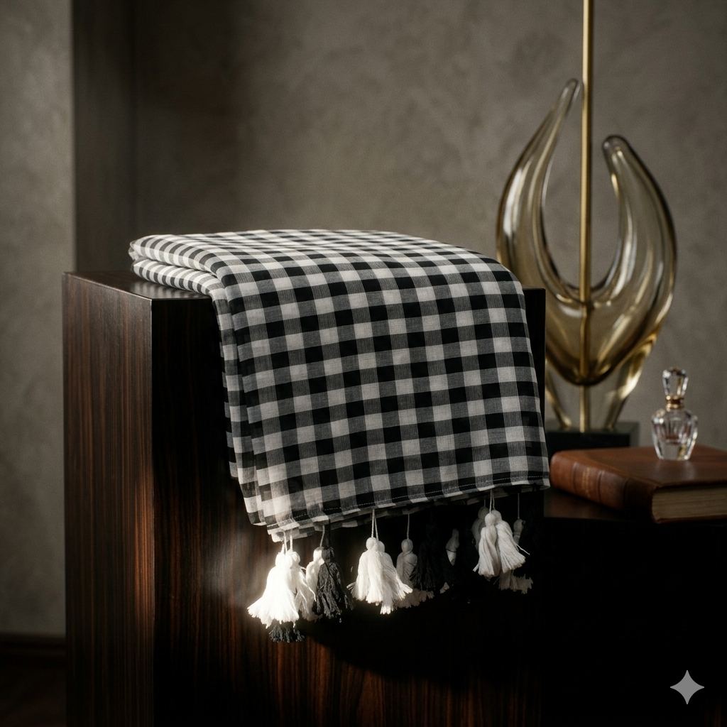 Classic Checks (Black & White) | Pure Mul Cotton 120 Count Saree